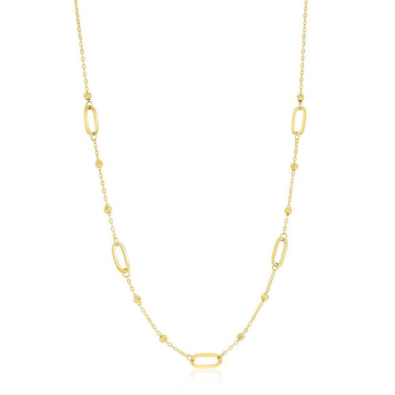 Classic Gold 14K Yellow Gold, D-C Bead & Oval Necklace - Gold - 16+2 Inch