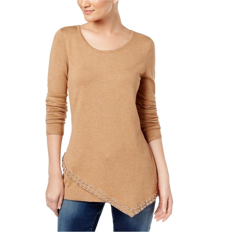 I.N.C International Concepts Womens Studded Asymmetrical Knit Sweater, hthrginger, Small