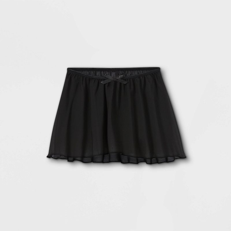 Girls' Dance Activewear Skirt - Cat & Jack™ Black L: Recycled Polyester, Lightweight, Pull-On