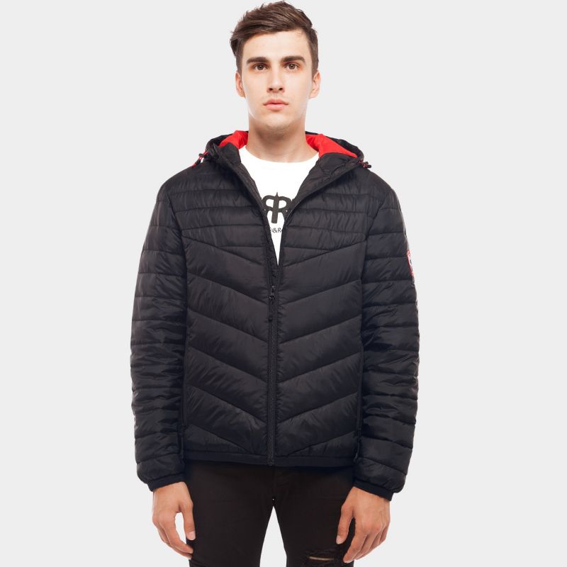 Rokka&Rolla Men's Light Puffer Jacket Coat-Very Black, size XX Large