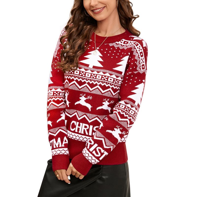 Women's Ugly Christmas Sweaters Reindeer Holiday Knit Sweater Long Sleeve Pullover XXL