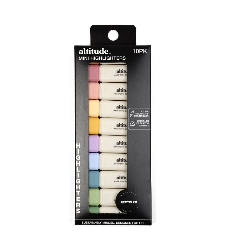 Altitude Supplies 10pk Mini Highlighters - Chisel Tip, Multicolor Ink, 5.0mm Tip