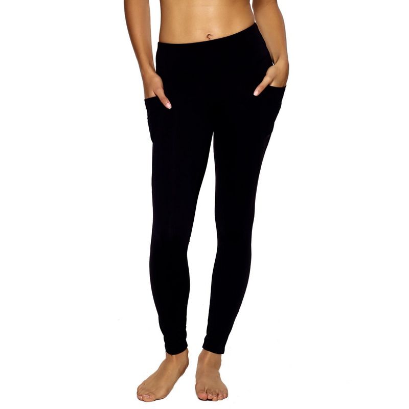 Felina Women's Athletic Pocket Legging (Black, Large)