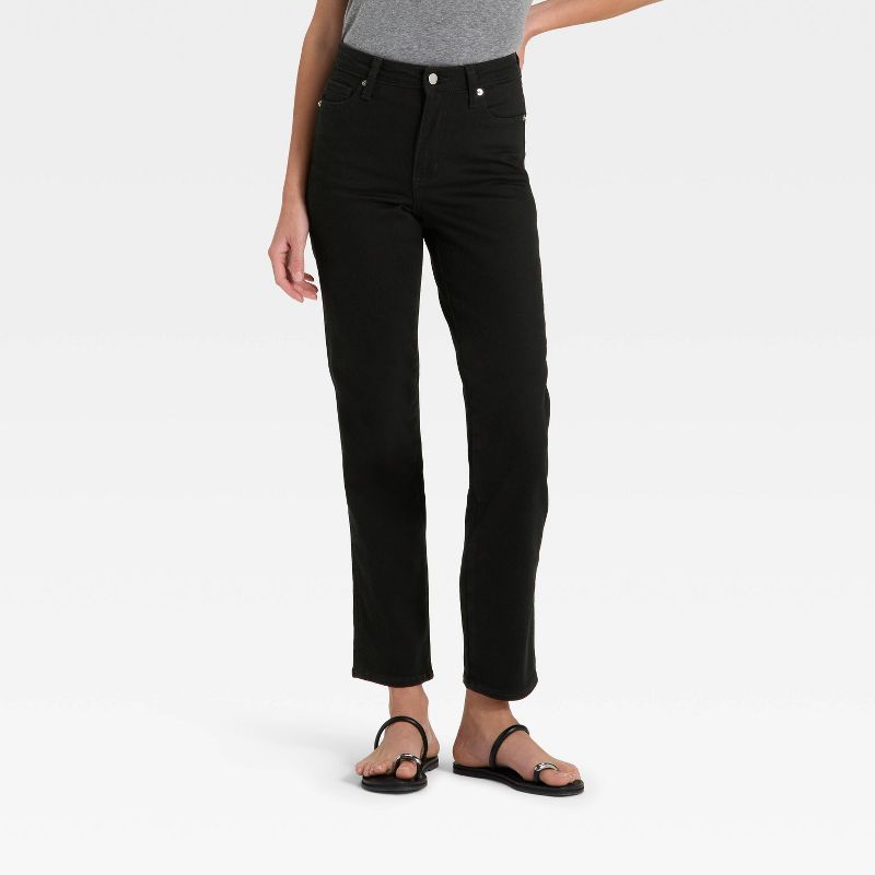 Women's High-Rise Straight Jeans - Universal Thread™ Black Wash 12
