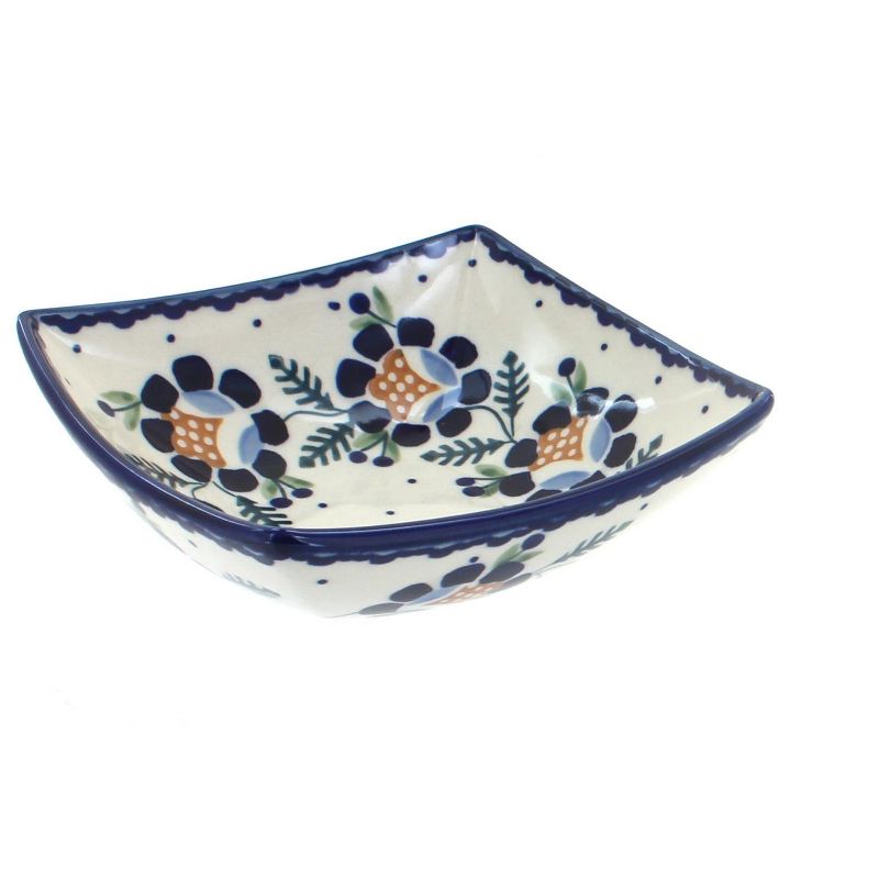 Blue Rose Polish Pottery Sunflower Small Square Bowl
