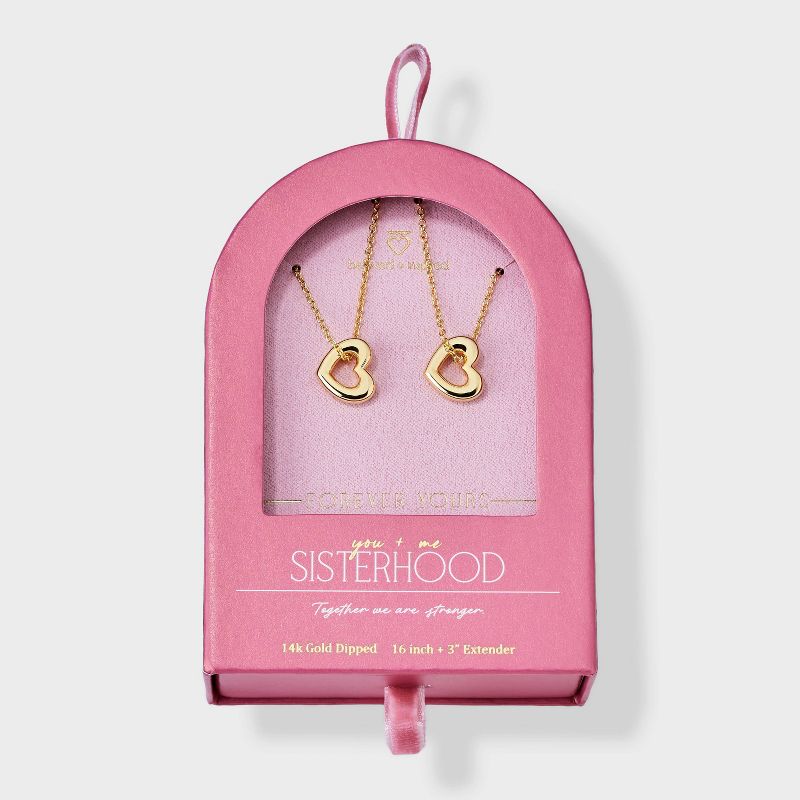 Beloved + Inspired 14K Gold Dipped Heart Pendant Necklace Set 2pc - Gold