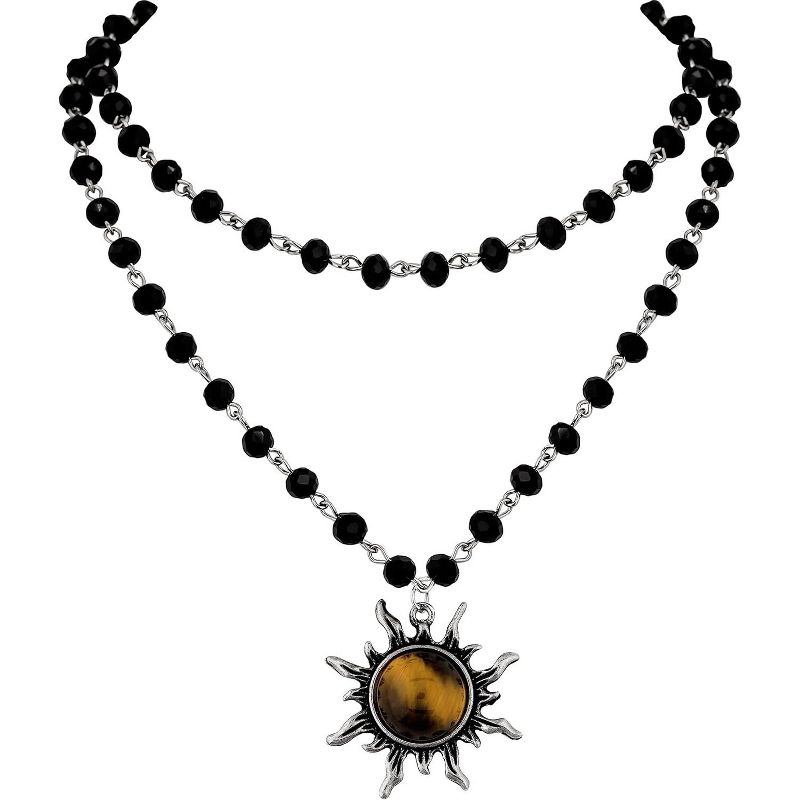 Gothic Sun Bead Choker | Emo Grunge Halloween Christmas Gift Necklace