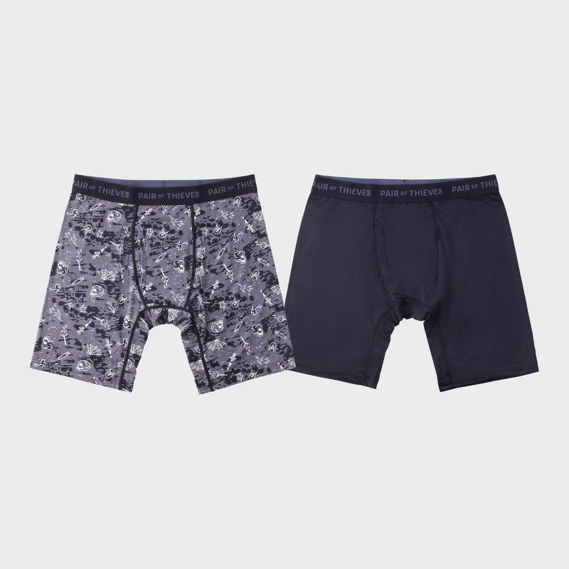 Pair of Thieves Men's Super Fit Long Boxer Briefs 2pk - Black M: Microfiber Mid Rise Mens Underwear