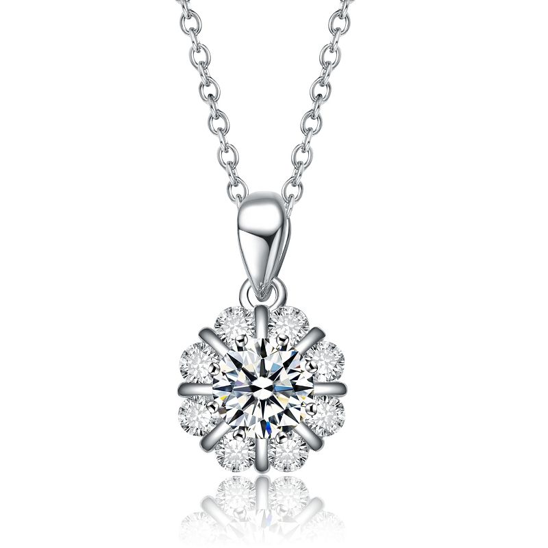 Guili 1.25ctw Lab-Created Moissanite Flower Pinwheel Pendant Necklace