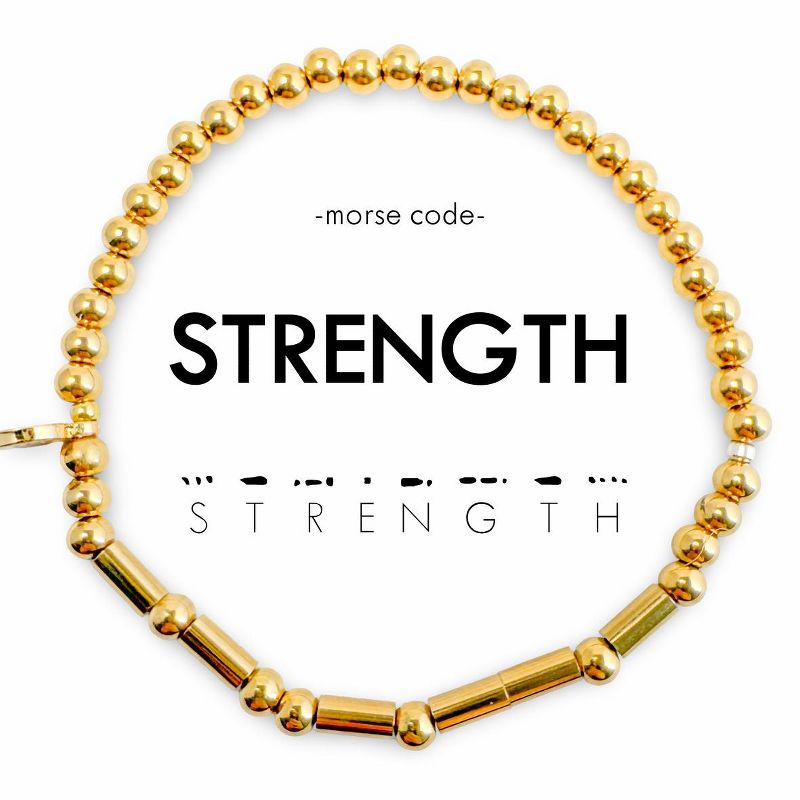 Morse Code Gold Waterproof Beaded Bracelet | STRENGTH - ETHICGOODS