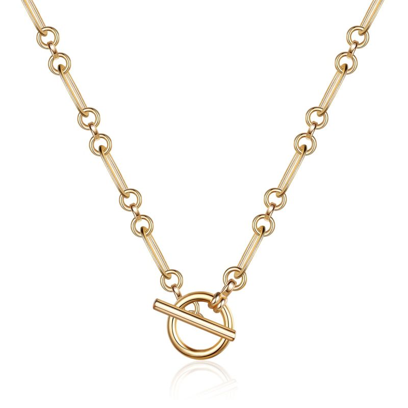 Turandoss Necklaces for Women - 14K Gold Plated Moon Paperclip Chain Necklaces for Women Jewelry Gifts, Gold Gold