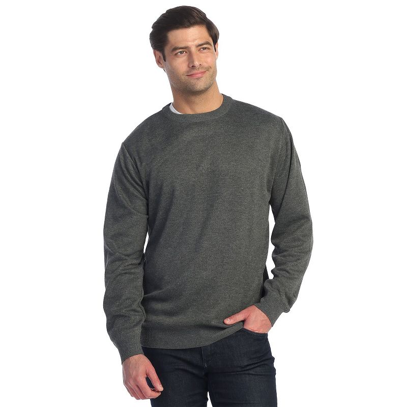 Gioberti Men's Jacquard Crew Neck Pullover Sweater, Charcoal, Large