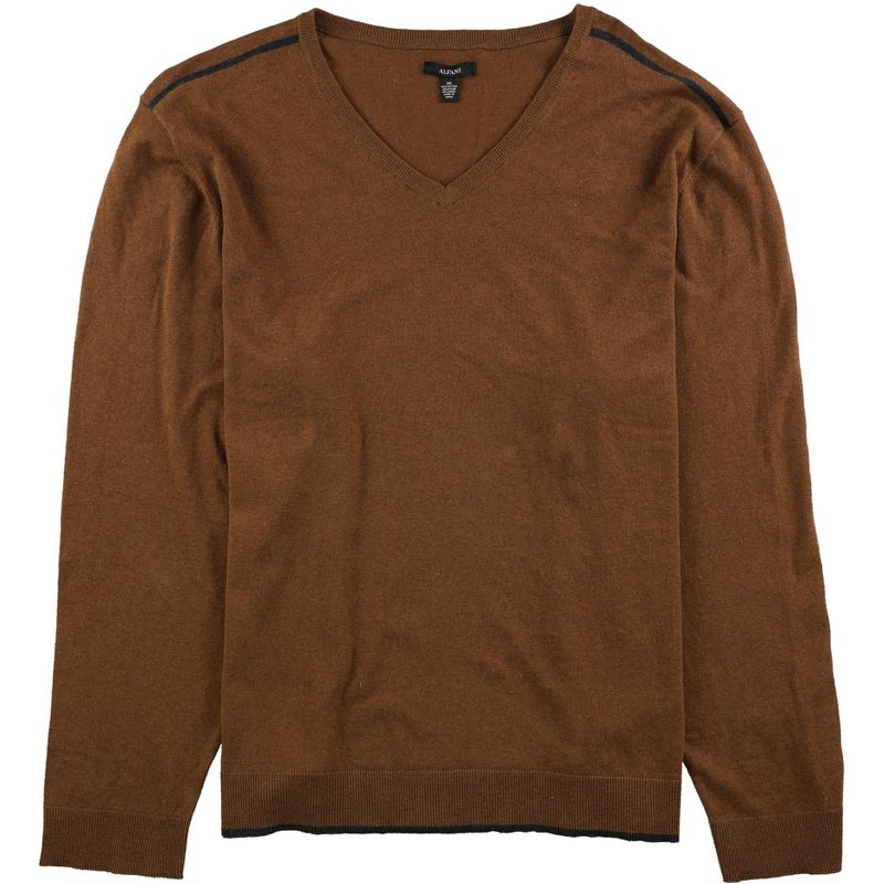 Alfani Mens V Neck Knit Sweater, cognachthr, XX-Large