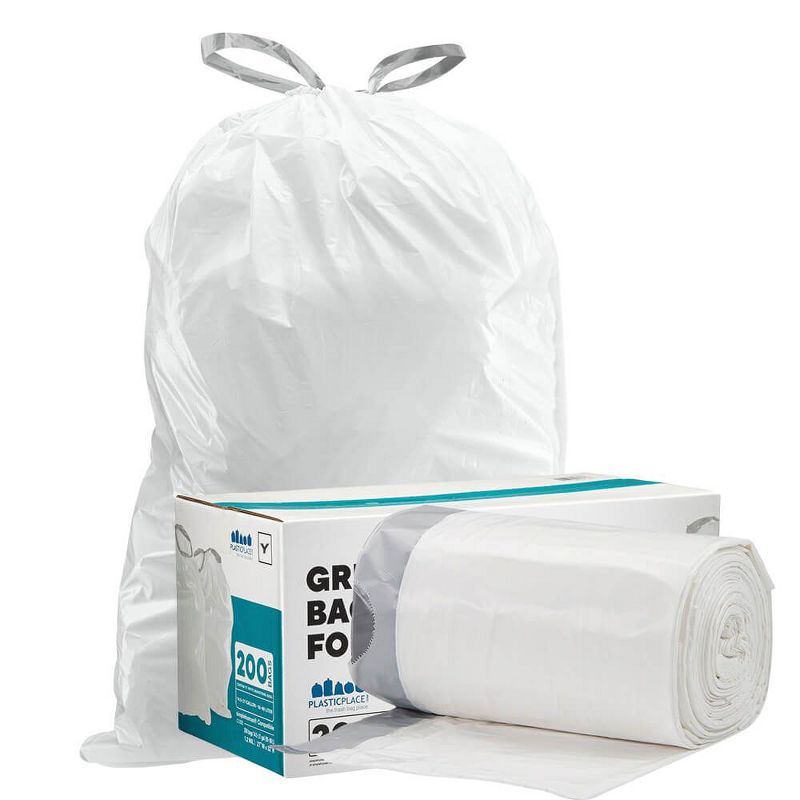 Plasticplace Compatible with simplehuman Code Y Drawstring Trash Bags, 30.4 Gallon, 28.5" x 39" (200 Count)