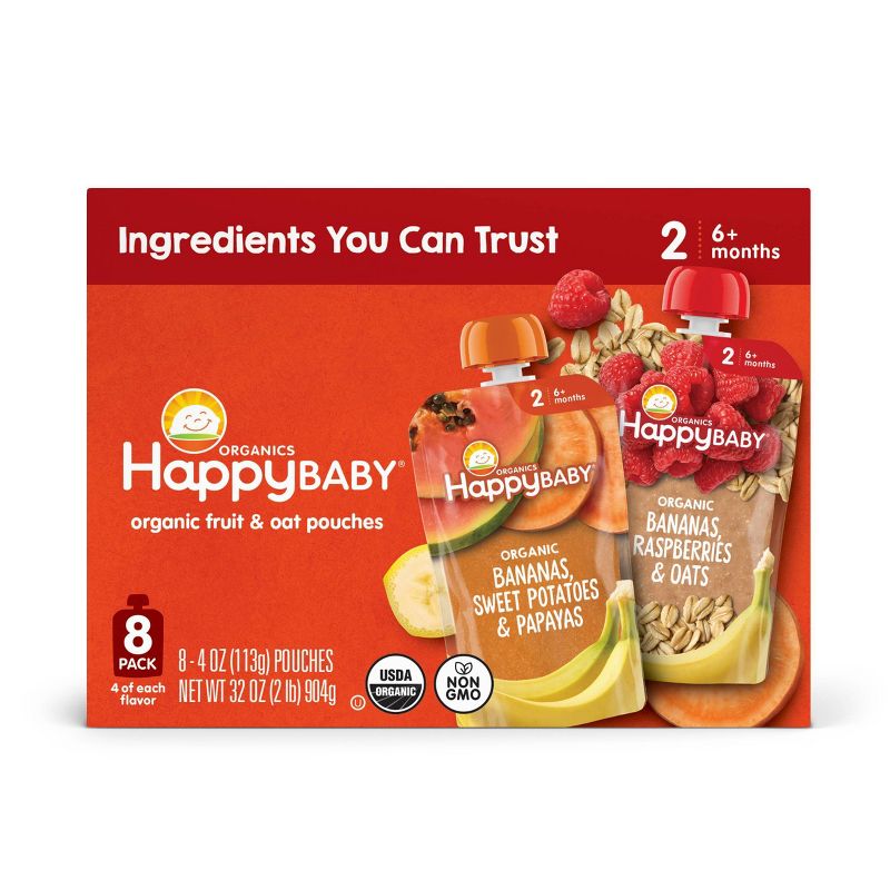 Happy Baby Organic Baby Food Pouch Variety Pack - 4oz/8pk