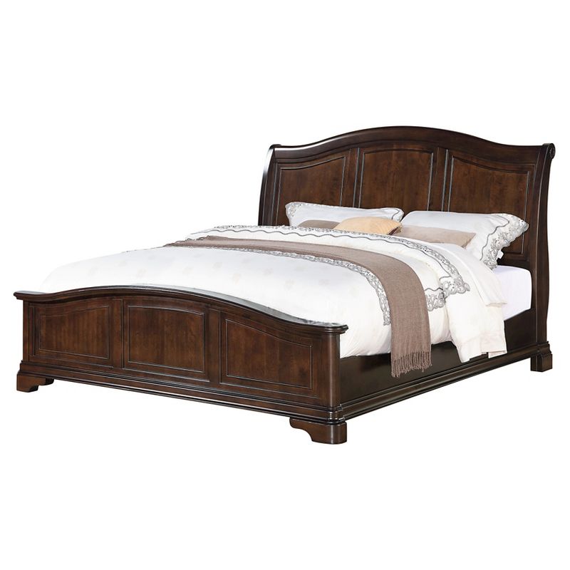 Queen Conley Bed Cherry - Picket House Furnishings: Solid Wood Panel, Arching Headboard, Bedroom Furniture