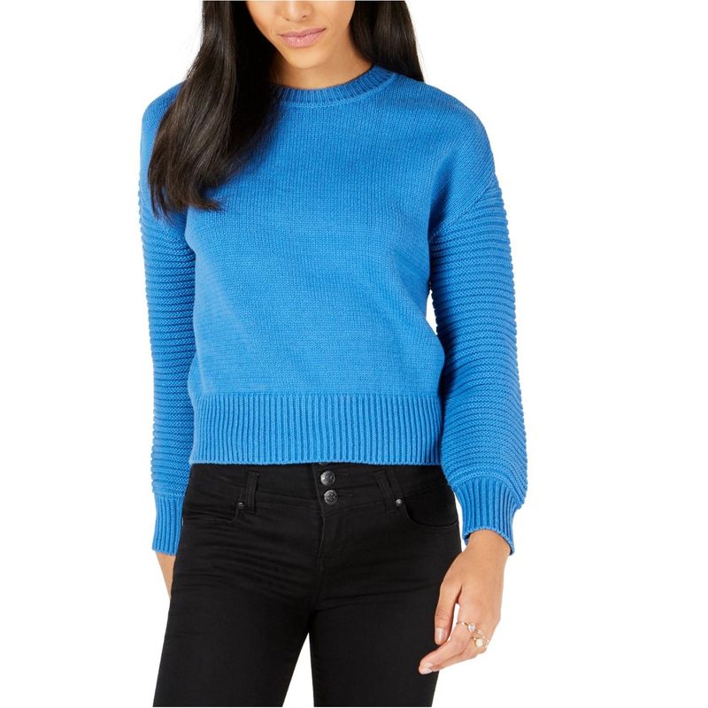 maison Jules Womens Ribbed Sleeve Pullover Sweater, brightblue, XX-Large