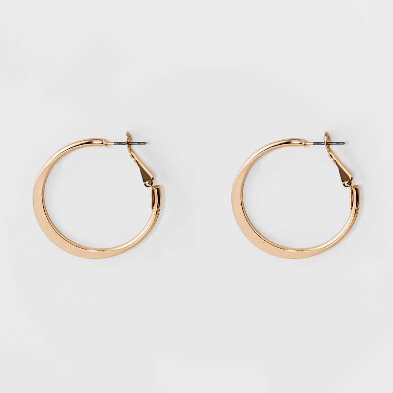 Medium Flat Hoop Earrings - A New Day™ Gold: Shiny Leverback Jewelry, Nickel-Free Metal