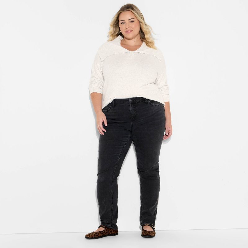 Women's Button-Down Collar Henley Sweater - Wild Fable™ Heather Gray 3X