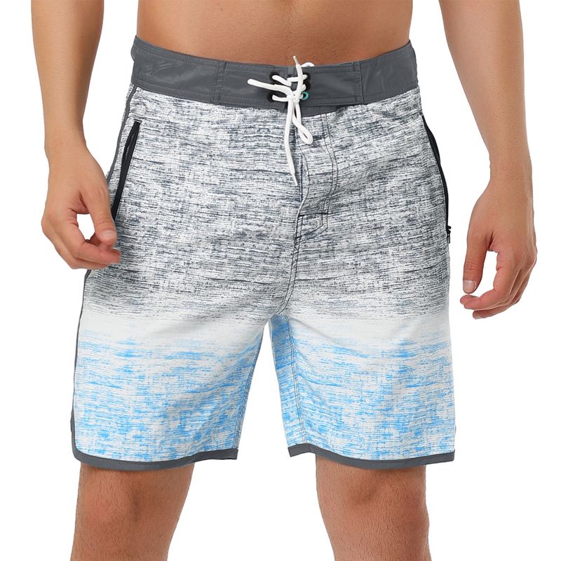 Lars Amadeus Men's Summer Printed Drawstring Color Block Swim Beach Board Shorts 2 Pack Gray Blue/Yellow Blue 34