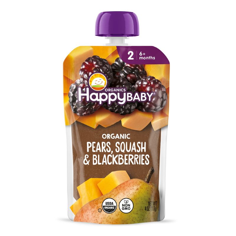 Happy Baby Organic Pears, Squash & Blackberries Baby Food Pouch - 4oz