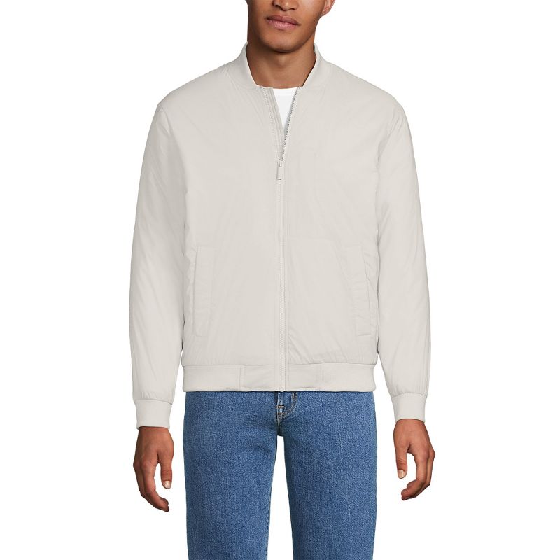 Lands' End Men's WanderFree Insulated Bomber Jacket - Large - Light Stone