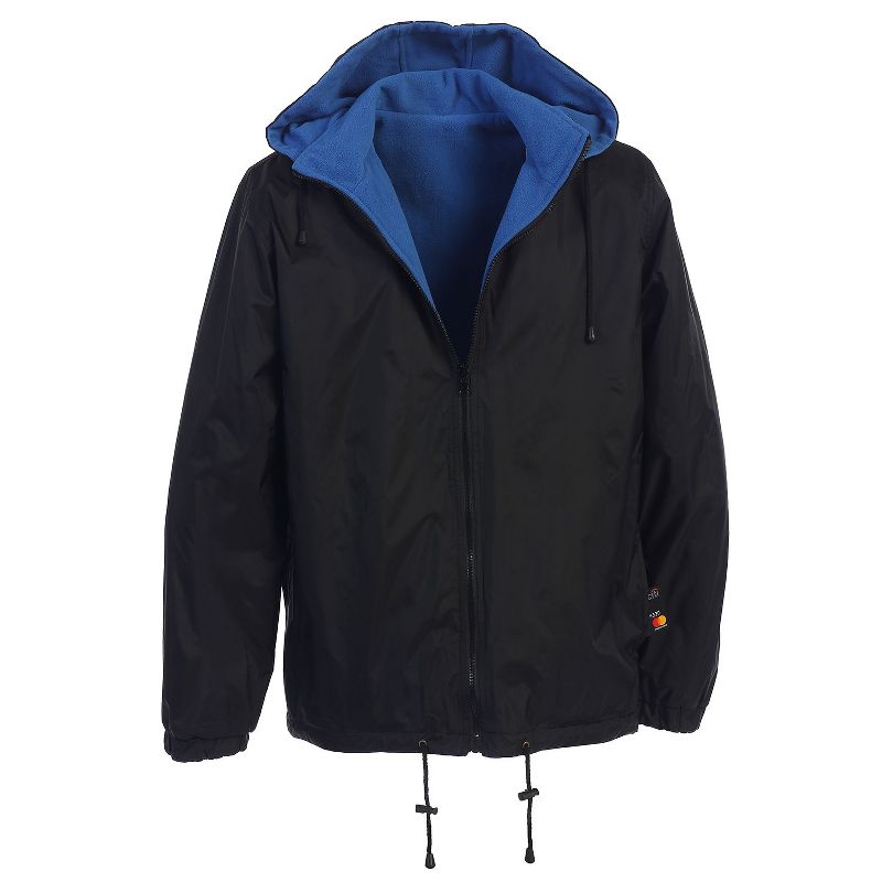 Gioberti Men's Reversible Rain Jacket with Polar Fleece Lining, Black / Blue, S