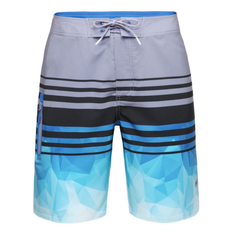 Rokka&Rolla Men's 9" 4-Way Stretch Board Swim Shorts -Blue Geometry, size 41