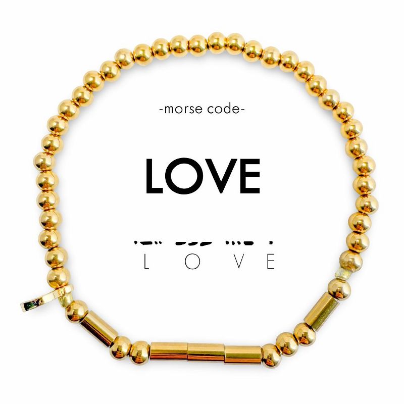 Morse Code Gold Waterproof Beaded Bracelet | LOVE - ETHICGOODS