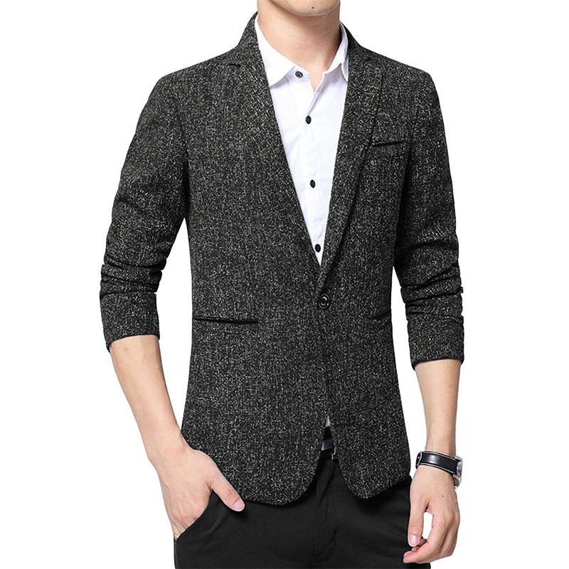 Cloudstyle Men's Suit Jacket One Button Slim Fit Sport Coat Business Daily Black Blazer Black X Large