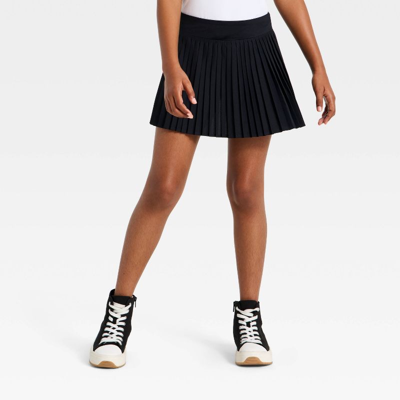 Girls' Pleated Active Skort - All In Motion™ Black XS