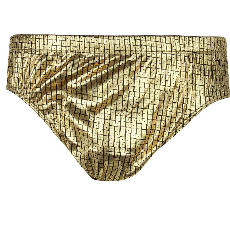 Intimo Intimo Mens Gold Squares Print Bikini Brief Underwear (Medium) Gold