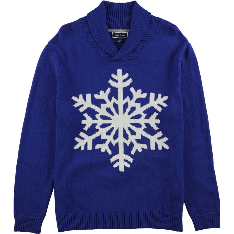 Club Room Mens Snowflake Pullover Sweater, lazulite, Large