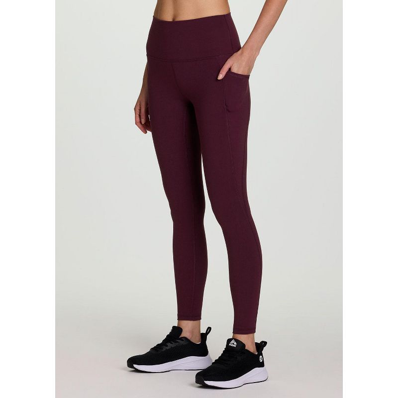 RBX Active Women's Buttery Soft Ultra Hold Full Length High Rise Lounge Workout Legging with Pockets - Burgundy,L