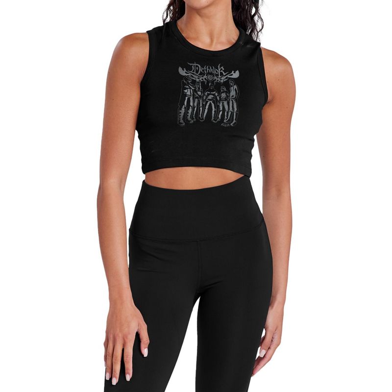 Women's Metalocalypse Dethklok Band Sleeveless Crop Top Tank Black X Large
