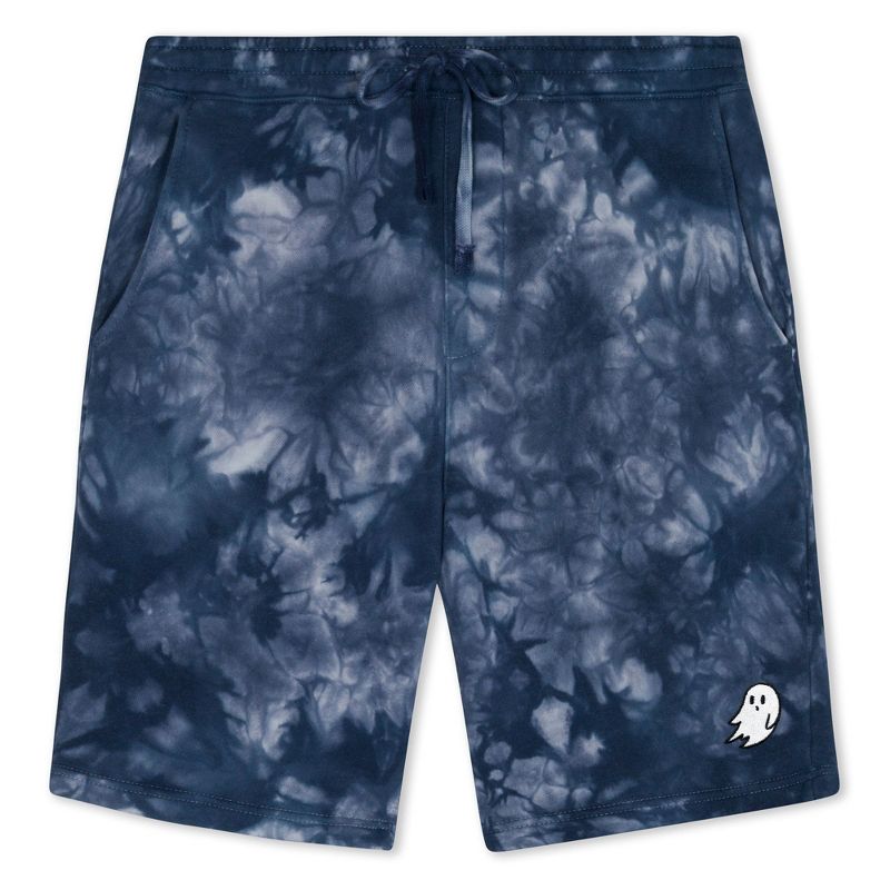 Dalix Mens Ghost Tie Dye Midweight Fleece Shorts in Navy Blue M Medium