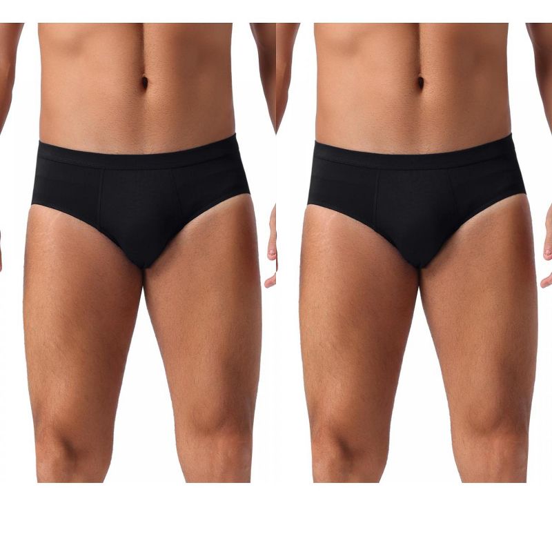 INSPIRE CHIC Men's 2 Pack Underwear Solid Color Elastic Waist Soft Comfortable Briefs 2 Black 36