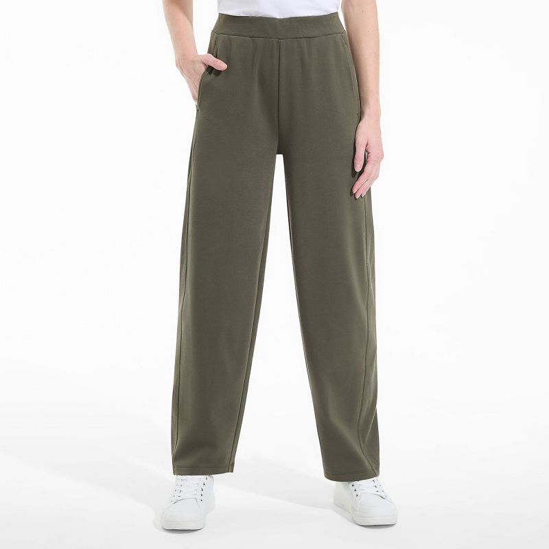 Lands' End Women's Petite Sport Knit High Rise Barrel Ankle Pants - Large - Forest Moss