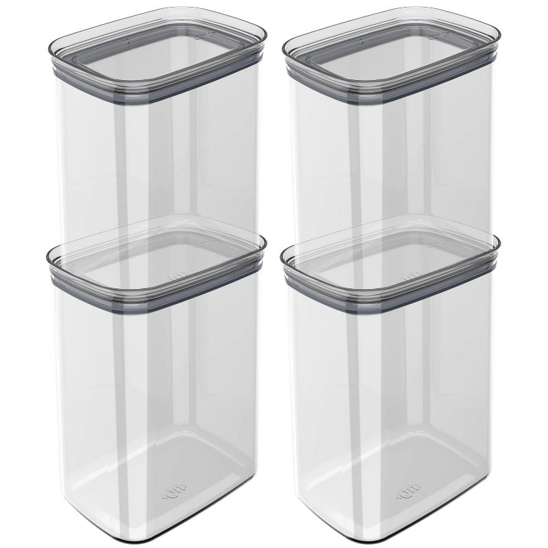 OU Airtight Food Storage Container 8pc (set of 4) BPA Free Clear Plastic Storage Container with Leak Proof Lid, Stackable Kitchen Pantry Organizer