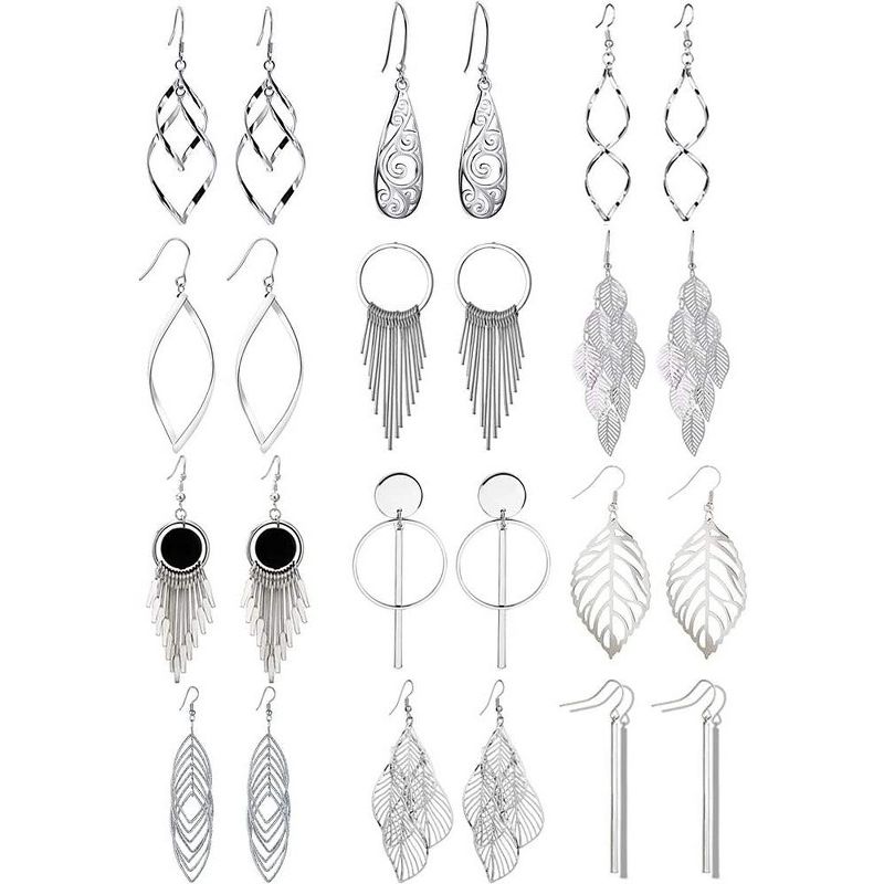 SmallRig 12 Pairs Boho Drop Earrings Set, Vintage Dangle Statement Jewelry for Women
