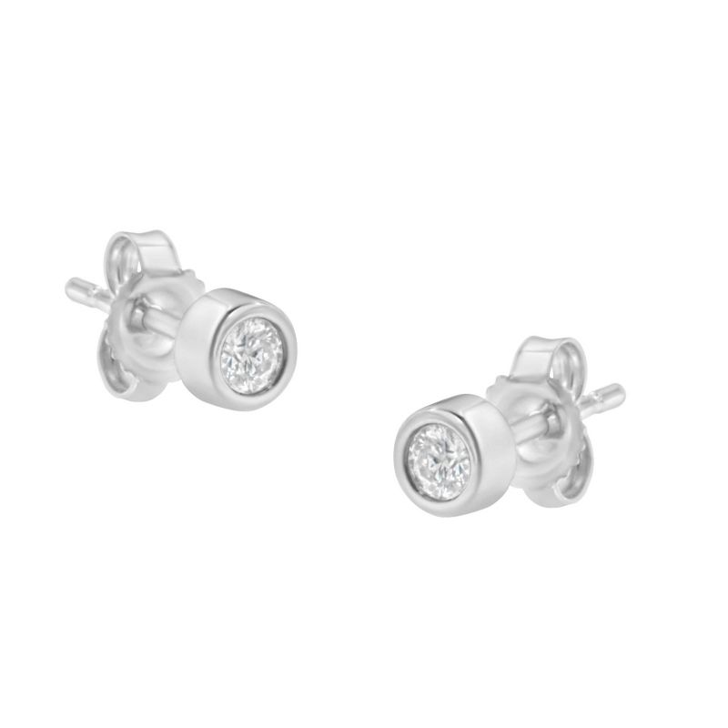 Haus of Brilliance 10K Gold 1/7 Cttw Round Brilliant-Cut Diamond Bezel-Set Stud Earrings - White