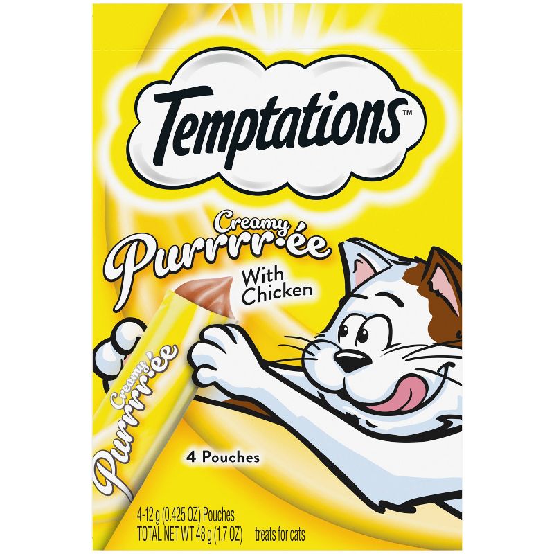 Temptations Creamy Puree with Chicken Flavor Squeezable Lickable Cat Treats - 1.7oz