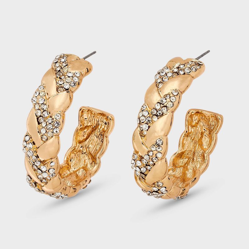 SUGARFIX by BaubleBar Braided Pave Hoop Statement Earrings - Gold