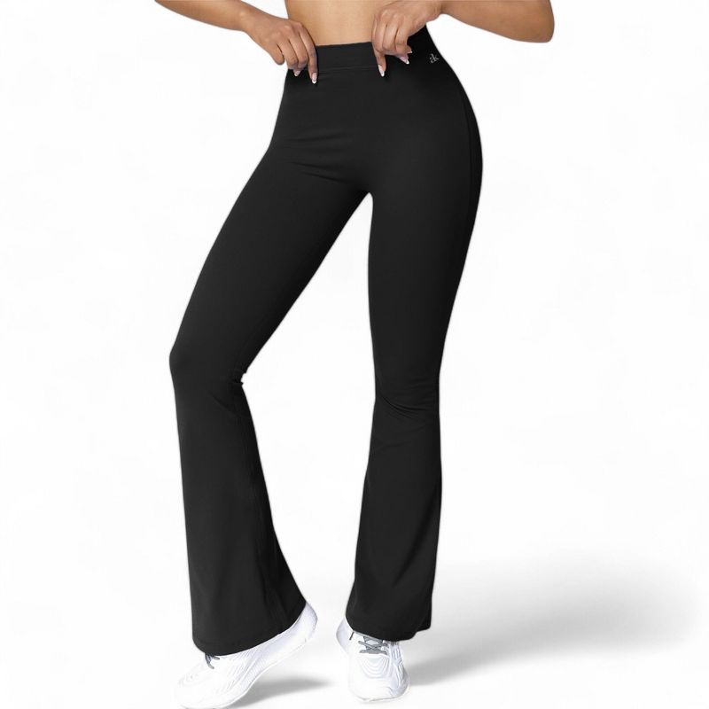 Anna-Kaci Active Women's High Waist Flare Leg Pants with Stretch Fabric - Medium, Black