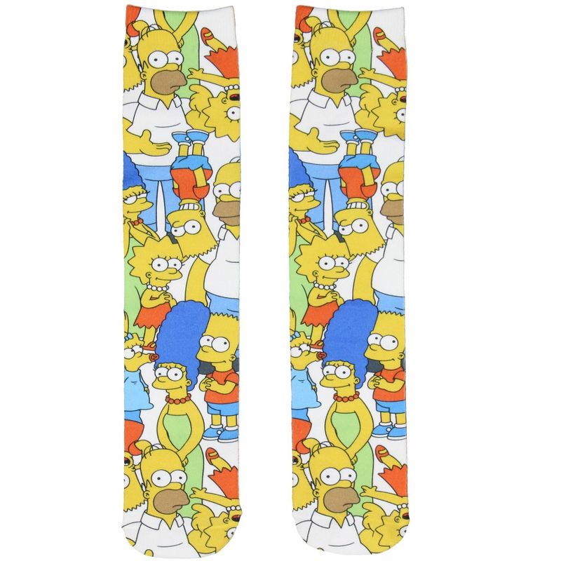 The Simpsons Socks Men's Novelty Family Sublimated Photovivid Crew Socks Shoe Size 6-12