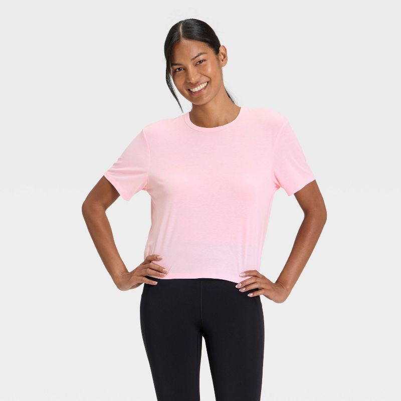 Women's Crewneck Short Sleeve T-Shirt - All In Motion™ Light Pink XS