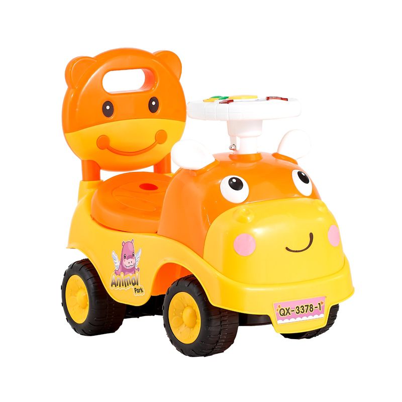 TopComfy Baby Walkers Toddler Push Ride On Car with Music, Under-Seat Storage, Foot-to-Floor Walker for 19-36 Months, Orange, 19.69"*10.63"*11.02"
