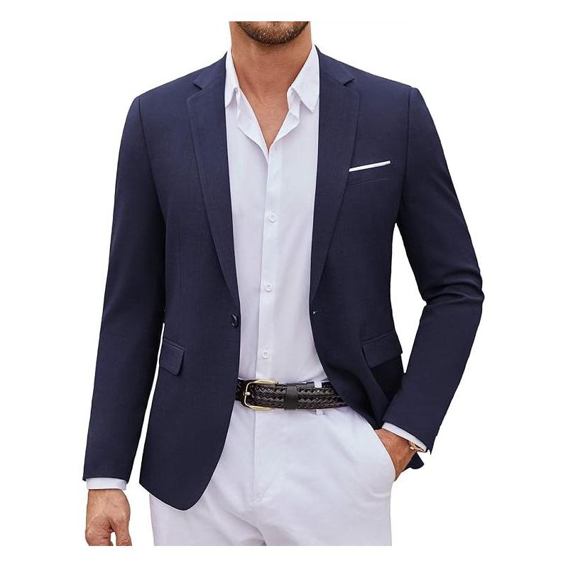 COOFANDY Mens Casual Blazer Suit Jackets One Button Sport Coats Lightweight Business Sports Jackets Blue XL