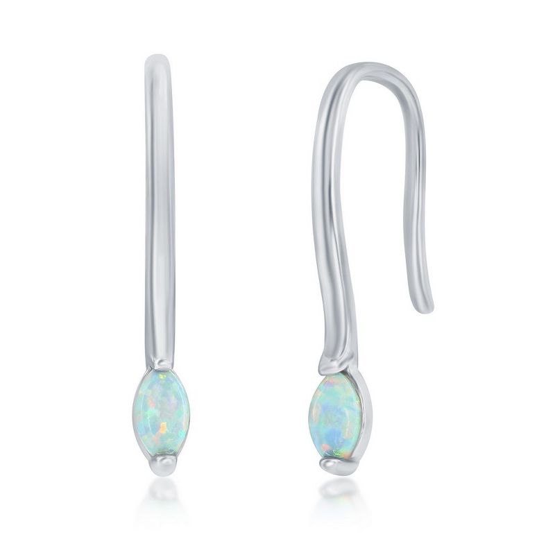 Opalata Sterling Silver Marquise White Opal Drop Down Earrings - White