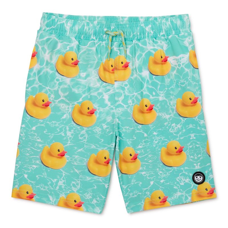 NEFF Swimsuit Men's Rubber Ducky Water Ripple 19" Adult Hot Tub Board Shorts (Large) Multicolored